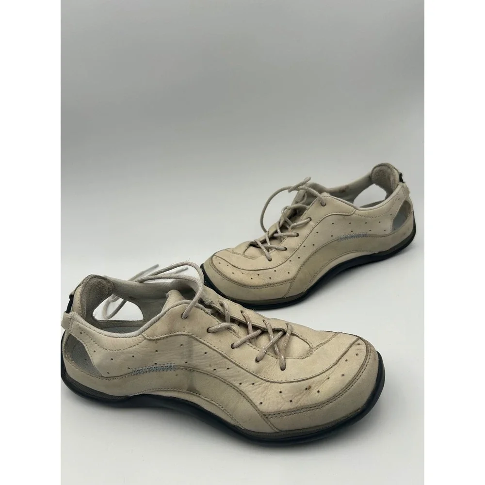 ECCO Receptor Womens Walking Shoes Size 38 US 7-7.5 Beige Leather Cutout Sneaker - Picture 1 of 7